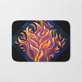 "Inflamed" (on Black) - By Brooke Duckart Bath Mat | Abstract, Flames, Bonfire, Burning, Inspiration, Painting, Colorful, Firepit, Dreams, Campfire 