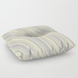 [ Thumbnail: Grey & Bisque Colored Lined/Striped Pattern Floor Pillow ]