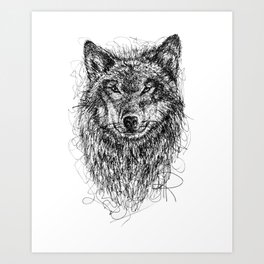 Scribble Wolf Art Print