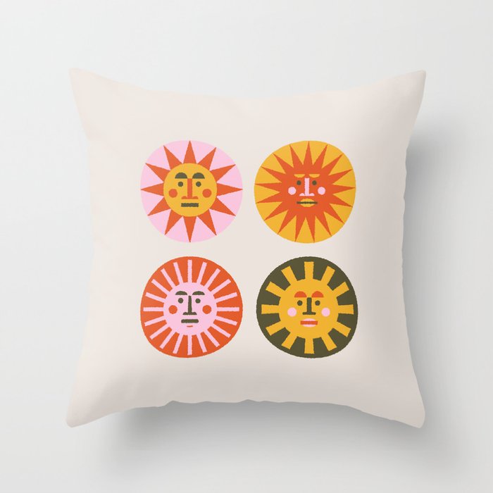 Sunny Faces Throw Pillow