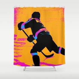 He Shoots! - Hockey Player Shower Curtain
