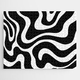 Warped Swirl Marble Pattern (black/white) Jigsaw Puzzle