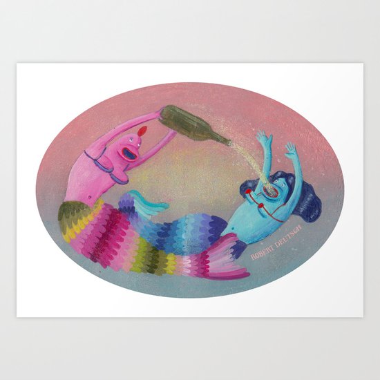 drunken mermaids Art Print