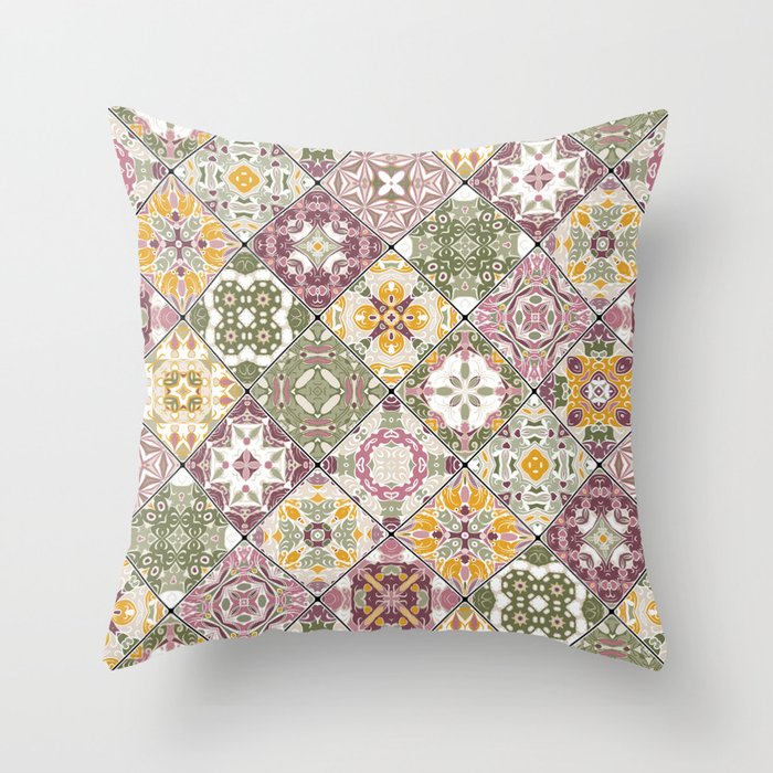 Mediterranean Decorative Tile Print III Throw Pillow