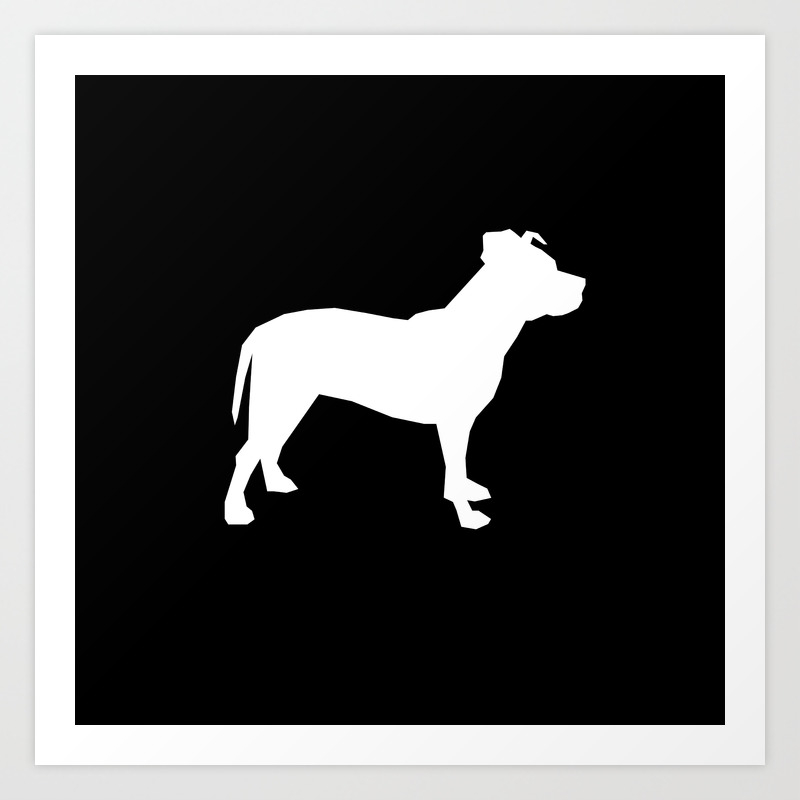 pitbull silhouette black and white minimal modern dog breed art pillow square art print by petsilhouettes