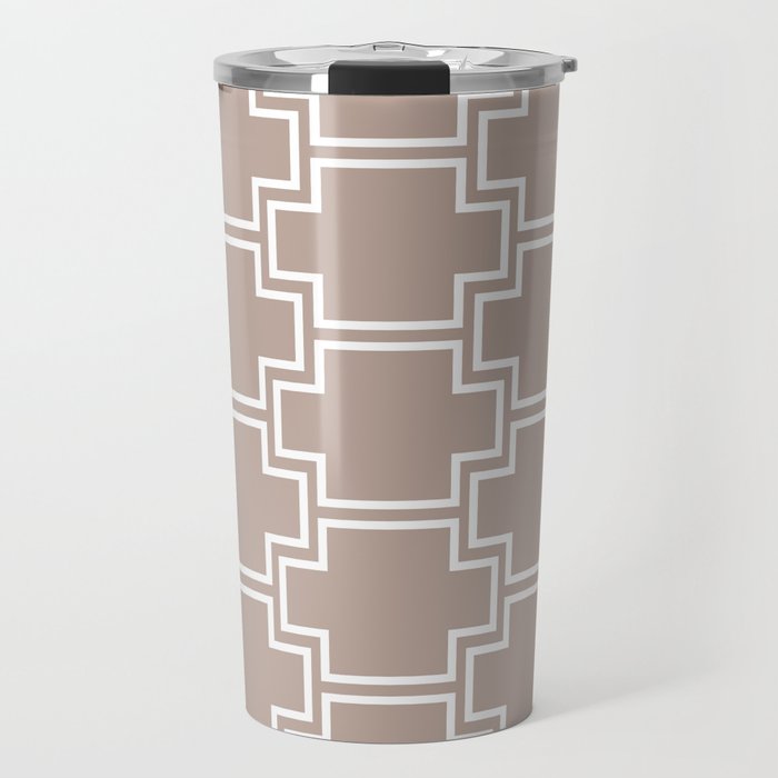 Taupe and White Tessellation Line Pattern 2 Pairs DE 2022 Trending Color Frontier Land DE6074 Travel Mug