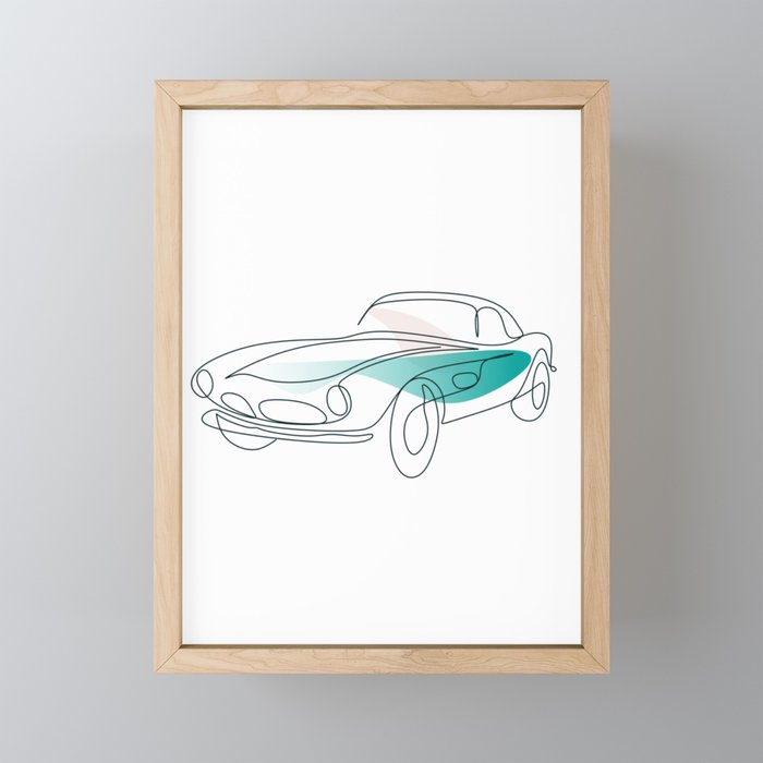 Car Line Art Framed Mini Art Print