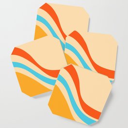 Blurange - Minimalistic Colorful Wavy Retro Design Art Pattern Coaster