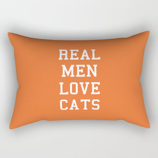 Real Men Love Cats Funny Quote Rectangular Pillow