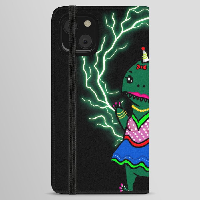 Cute Lady Dinosaur with jewelry power funny cartoon iPhone Wallet Case