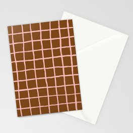 Neutral Tan Chequered Grid Stationery Card