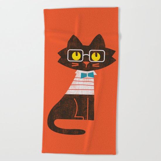 Fitz - Preppy cat Beach Towel
