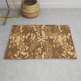 Personalized  X Letter on Brown Military Camouflage Army Commando Design, Veterans Day Gift / Valentine Gift / Military Anniversary Gift / Army Commando Birthday Gift  Area & Throw Rug