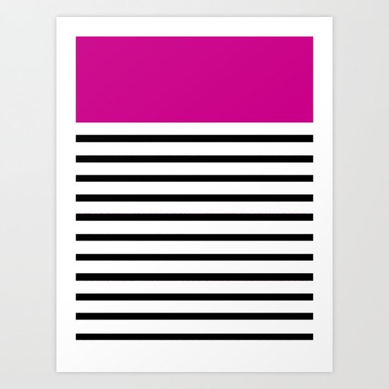 Pinstripe Color Block (Pink) Art Print