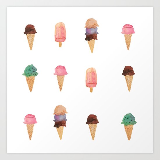 Ice Cream Pattern Art Print