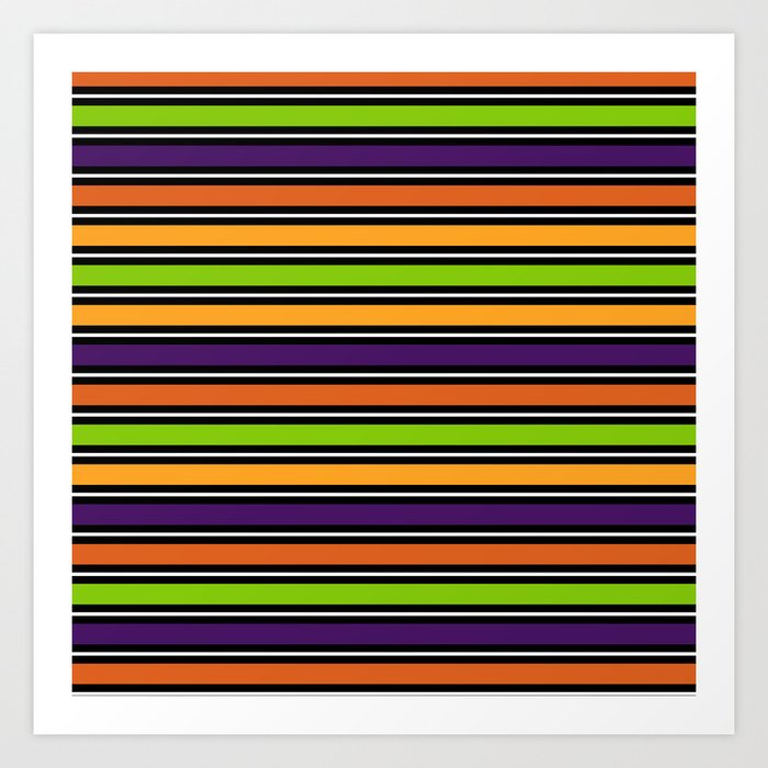 Modern Colorful Halloween October 31 Abstract Stripes Art Print By Pink Water