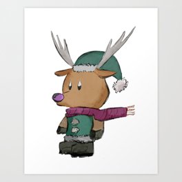 Dylan the Christmas Reindeer Cute Character Art Print