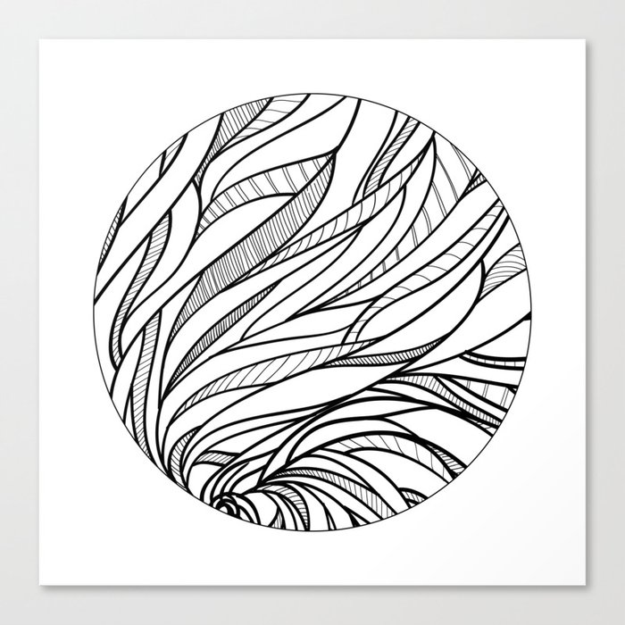 black and white pattern in a circle Canvas Print by Klim