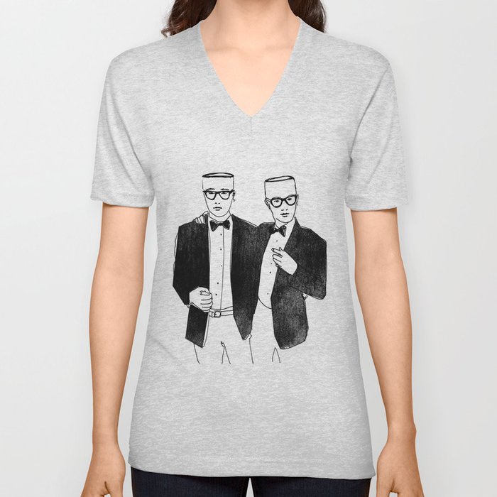Empty Headed Men In Black Suit Unisex V Neck By Greyisgood Society6