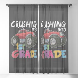 Crushing Into 1st Grade Monster Truck Sheer Curtain