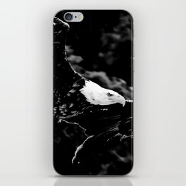 Bald Eagle in flight black and white iPhone Skin
