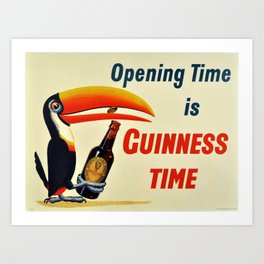 Vintage Beer  Poster - Opening Time is Guinness Time - Beer/Drinks Vintage Poster Art Print