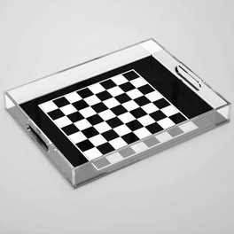 Vintage Chessboard & Checkers - Black & White Acrylic Tray