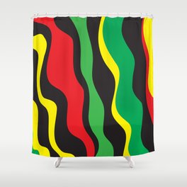 Red Yellow Green Black Rasta Wave Shower Curtain