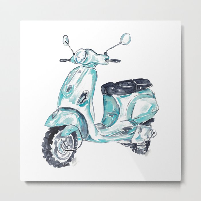 Vespa scooter print Kids room wall decor painting Metal Print