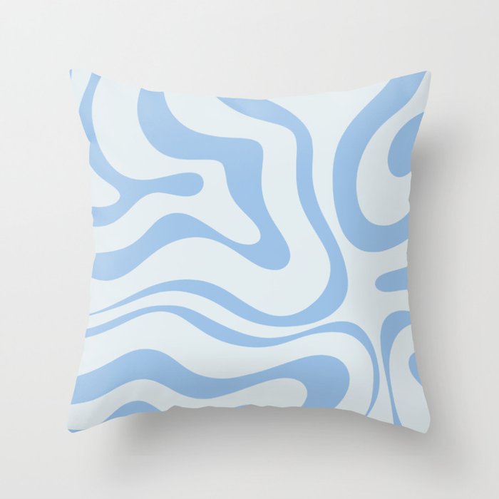 Soft Liquid Swirl Abstract Pattern Square in Powder Blue Throw Pillow