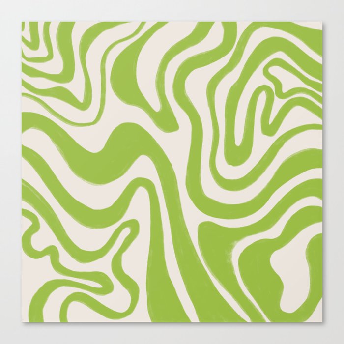 Macaw Green Liquid Swirl Lines Canvas Print