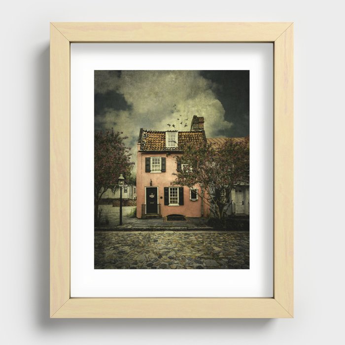 Charleston Pink House Recessed Framed Print