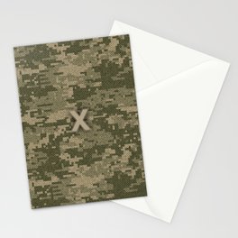 Personalized X Letter on Green Military Camouflage Army Design, Veterans Day Gift / Valentine Gift / Military Anniversary Gift / Army Birthday Gift  Stationery Card