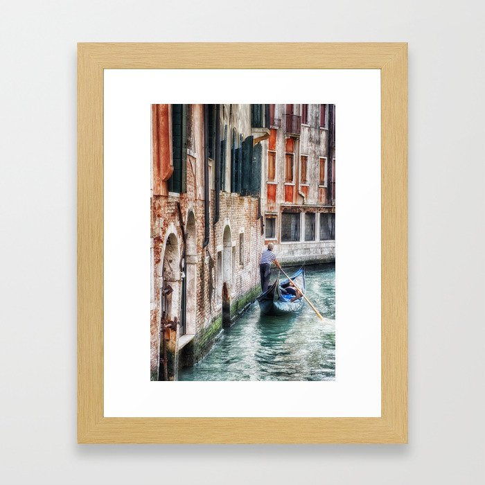 Gondolier, Venice, Italy Framed Art Print