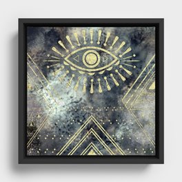 Evil Eye Gold Framed Canvas