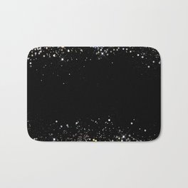 Black Holographic Glitter Pretty Glam Elegant Sparkling Bath Mat