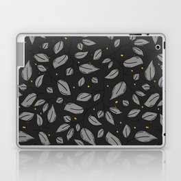 Luxurious grey and yellow leaves and dots pattern Laptop Skin