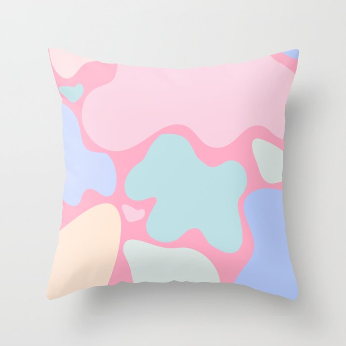 Abstract Shapes Pastel on Pink Throw Pillow
