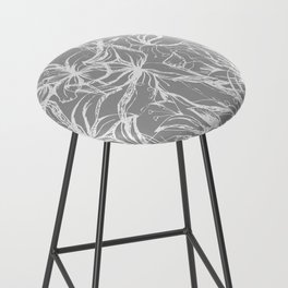 White contour flowers on a gray background. Bar Stool