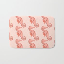 Seamless pattern with seahorse doodle ornament. Pink background. Nature design Bath Mat | Art, Handdrawn, Aquatic, Beach, Drawing, Decorative, Illustration, Graphicdesign, Cartoon, Retro 