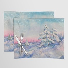 Snowy Sunset in the Winter Forest Placemat