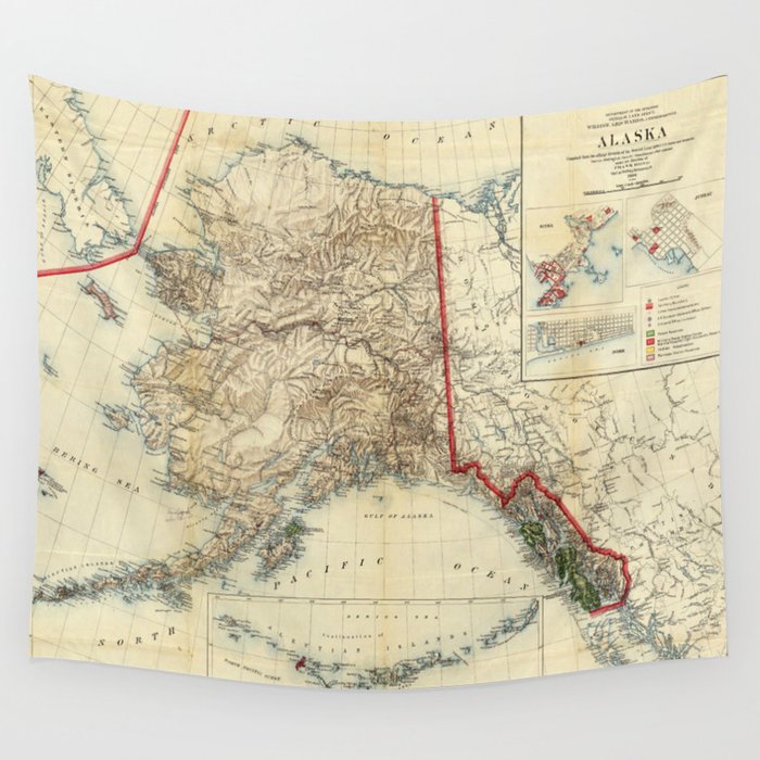 Vintage Map of Alaska (1906) Wall Tapestry by BravuraMedia  Society6
