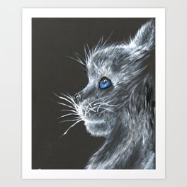 cat- white on black Art Print
