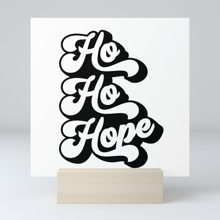 Retro Christmas Pun 'Ho Ho Hope' Mini Art Print