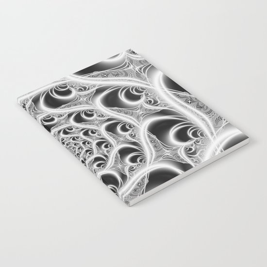 Fractal Web White on Black Notebook