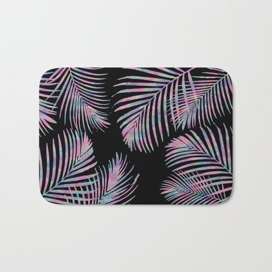 Iridescent Summer Palm Leaves Bath Mat