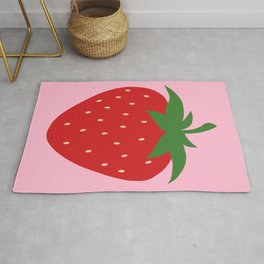 Fruit Market Print Pink Strawberry Print Fruit Art Modern Decor Food Art Abstract Area & Throw Rug
