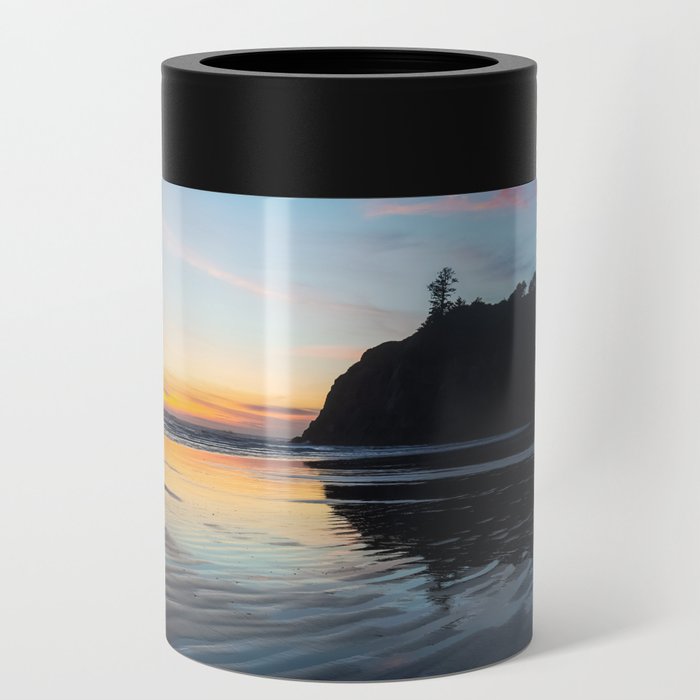 Sunset on Ruby Beach - Sea Stack Silhouette Along Coast at Ruby Beach Washington in Pacific Northwest Can Cooler