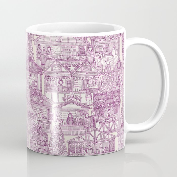 Christmas market toile purple Coffee Mug
