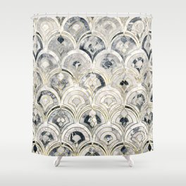 Monochrome Art Deco Marble Tiles Shower Curtain